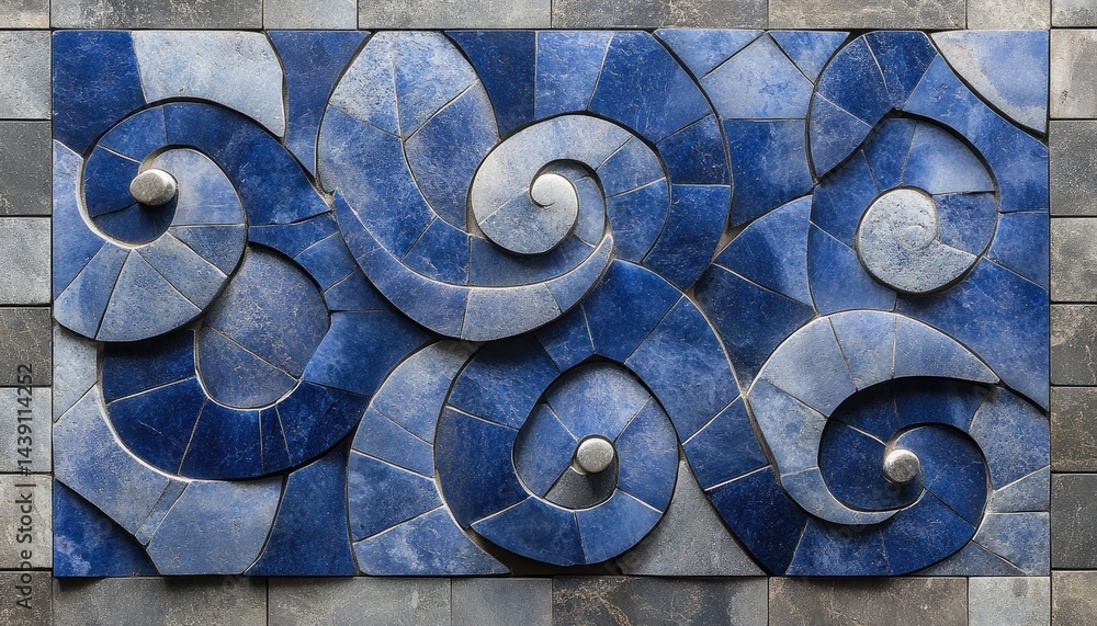 Poster blue tile spirals with gray accents make an interesting design. use it as a background or to showcas
