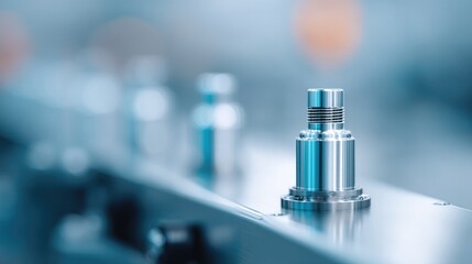 minimalistic view of clean and organized production line with mechanical components in factory with ample copy space