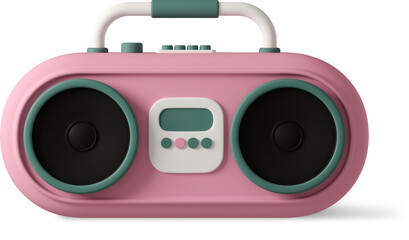 pink CD player on ground