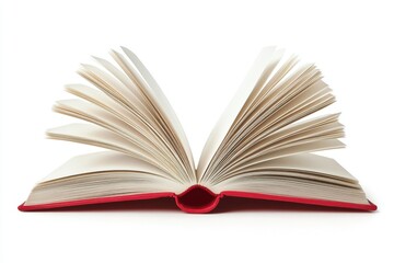 Fototapeta premium Open book with red cover on white background