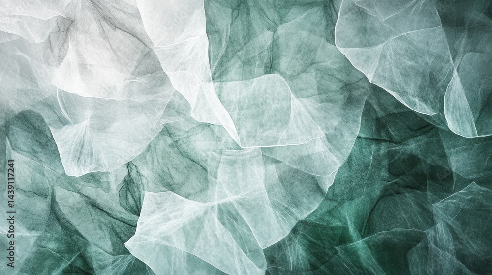 Poster Ethereal Abstract Background with Soft, Translucent Layers in Teal and White - Elegant Texture Design