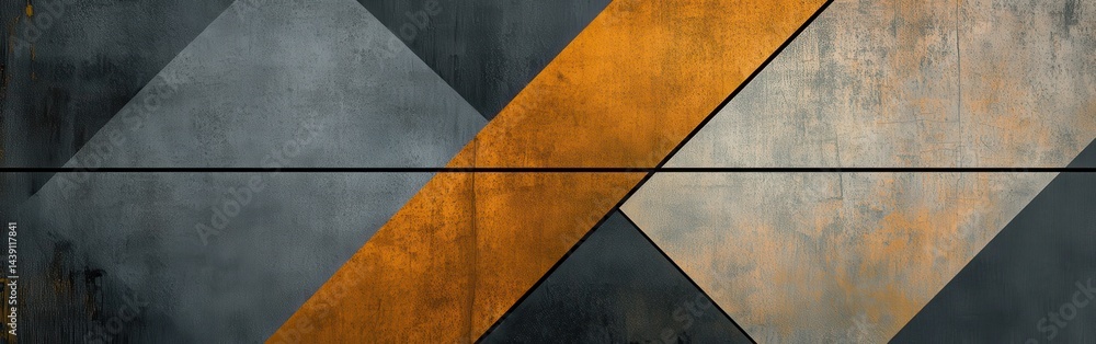 Poster abstract geometric background featuring contrasting amber, gray and black tones with a textured surf