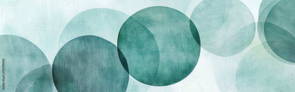 Poster Elegant pencil strokes circles in muted mint tones create a calming, abstract pattern ideal for backgrounds