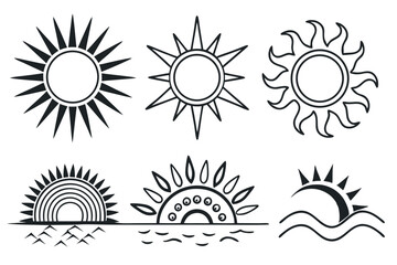 Fototapeta premium A set of sun icon vector art illustration. 