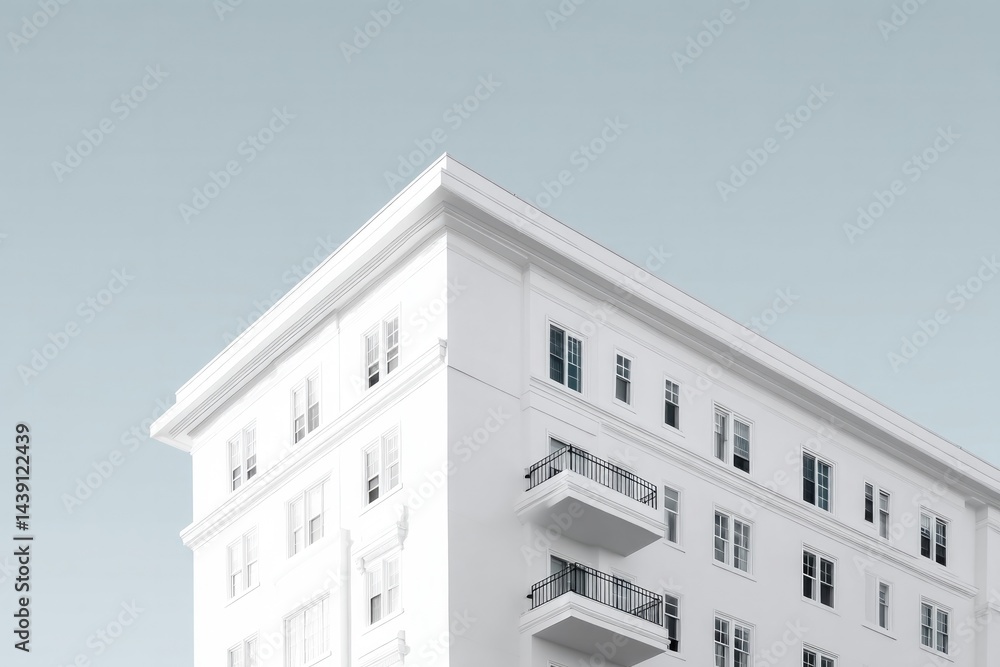 Aufkleber row of urban casting symmetrical shadows bright and minimalistic architecture captured