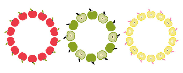 Hand drawn apple fruit frame set