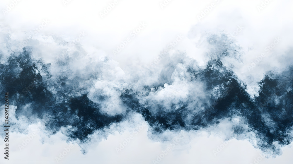 Poster dynamic cloud patterns over white background abstract art visual content serene environment overhead