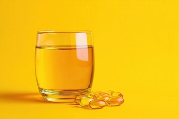 Yellow backdrop with cod liver oil