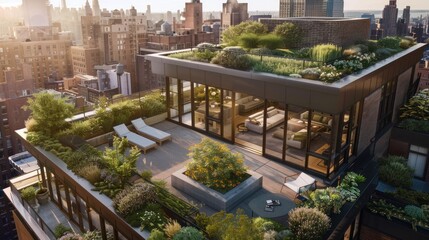 Luxury Rooftop Terrace with Cityscape View