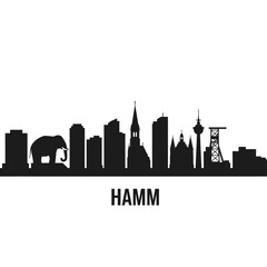 Naklejka premium Hamm Germany Skyline Silhouette Black Vector.