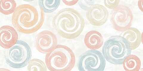 Fototapeta premium Artistic Swirls Pattern: Abstract Spirals with Textured Lines in Pastel Colors on Subtle Grunge Background
