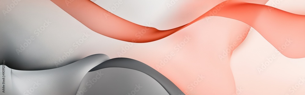 Poster Elegant curved shapes in coral and gray tones blend seamlessly to form a smooth, flowing abstract composition.
