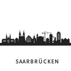 Fototapeta premium Saarbrcken Skyline with Cityscape, and Black Silhouette.