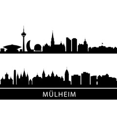 Fototapeta premium Mlheim Skyline Silhouette with Germany Black and White.