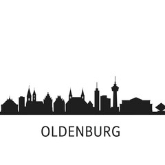 Fototapeta premium Oldenburg Skyline with Cityscape, Silhouette, and Germany.