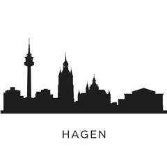 Fototapeta premium Hagen Skyline Vector with Germany, and Silhouette.