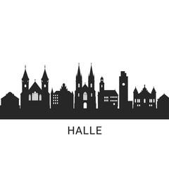 Fototapeta premium Halle Germany Skyline Silhouette with Black.