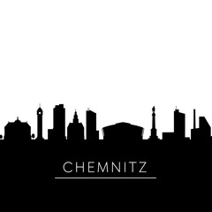 Fototapeta premium Chemnitz Skyline Black Silhouette Cityscape.