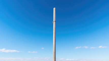 Vertical utility pole against a clear blue sky