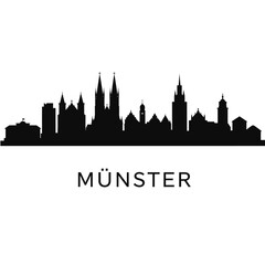Fototapeta premium Munster Skyline Vector with Germany, and Silhouette.