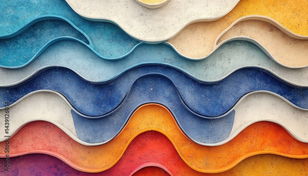 Poster abstract colorful concrete waves texture close-up fills the frame. ideal for backgrounds, web design