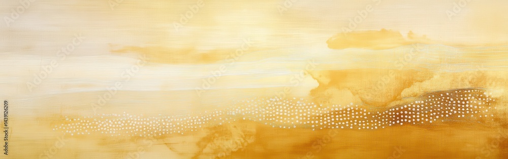 Poster ochre abstract art: textured gradient with delicate pencil strokes and white dot accents - subtle, a