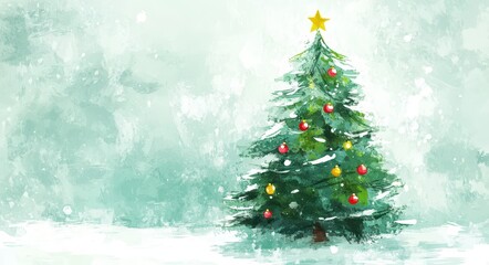 Obraz premium Christmas Tree Drawing. Hand drawn illustration of a Festive Winter Holiday Decoration