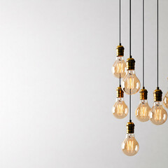 Vintage light bulb hanging from above. Idea concept. 3D Rendering