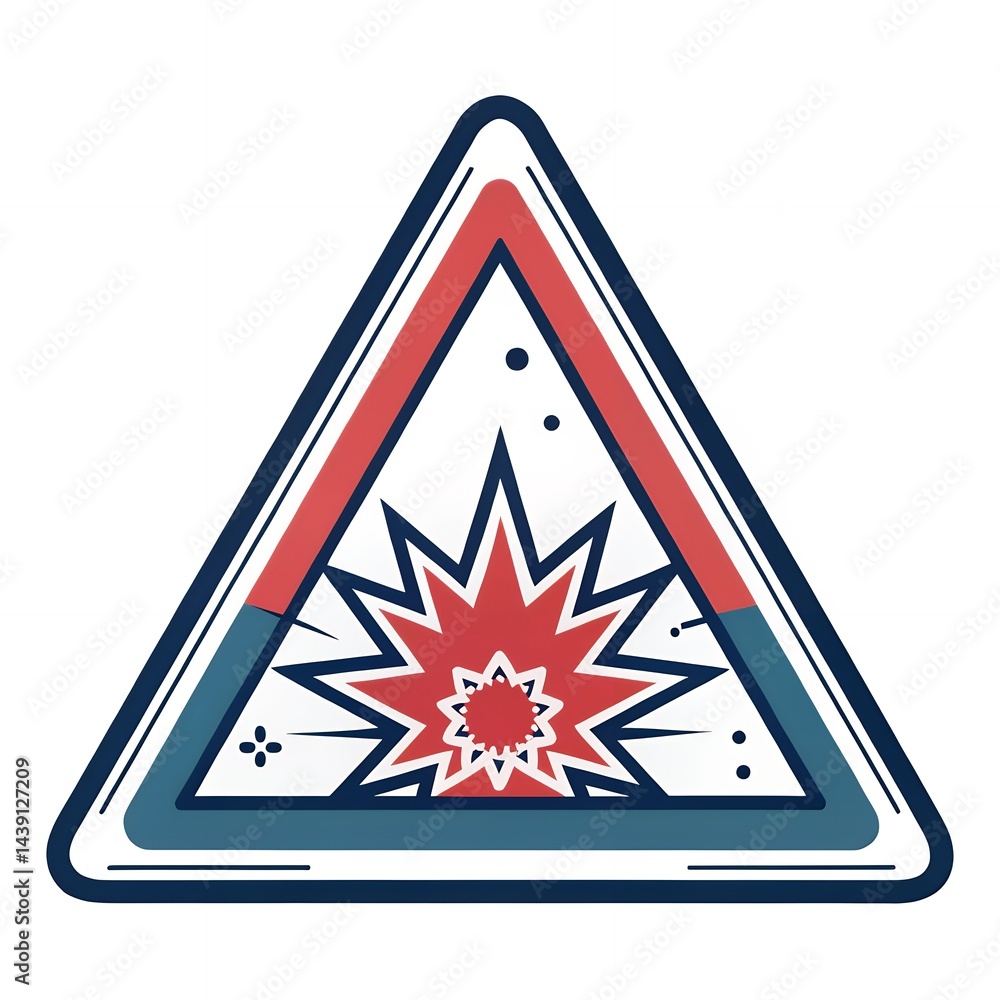 Aufkleber exploding starburst warning triangle abstract danger sign graphic