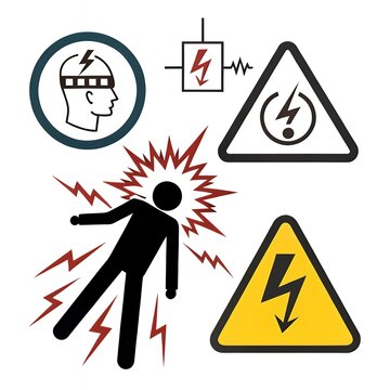 High Voltage Danger Symbols Electrical Shock Hazard Icons