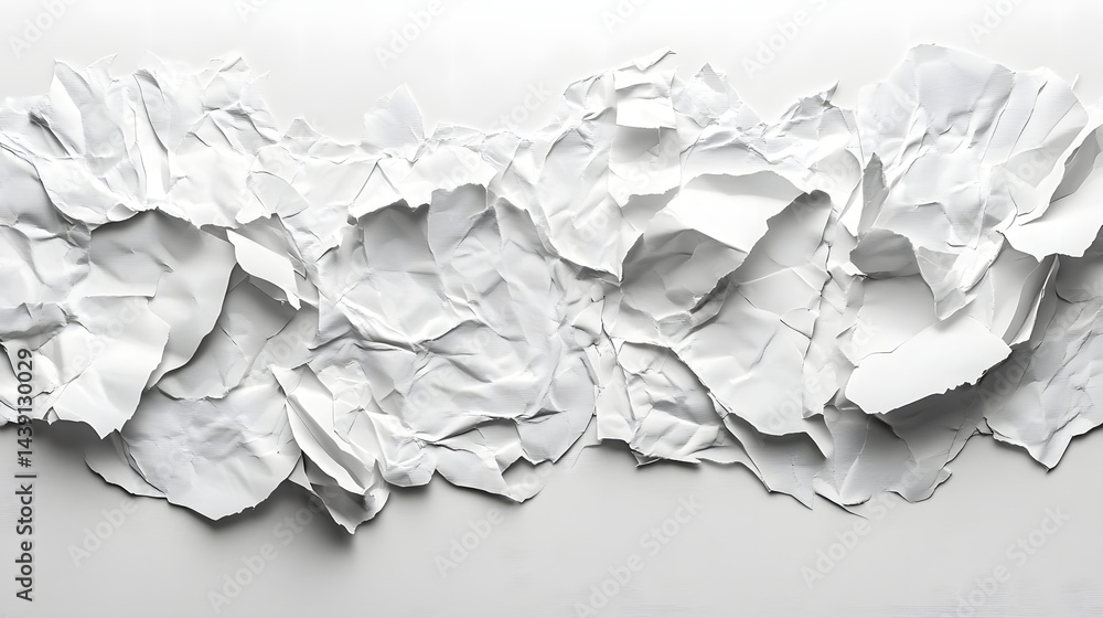 Aufkleber creative design techniques using crumpled white paper studio setting photography minimalist backgrou