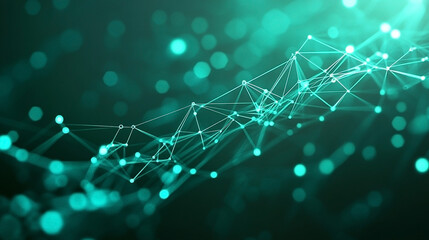 Teal network of connected dots and lines showcasing a data structure