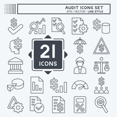 Icon Set Audit. related to Education symbol. line style. design editable