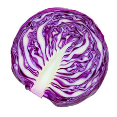 Obraz premium Sliced purple cabbage showcasing vibrant color and texture on a transparent background, slice purple cabbage isolated on transparent background