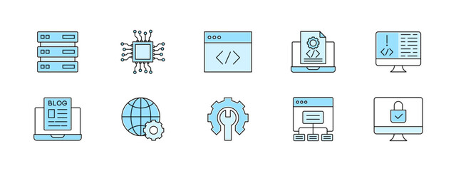 Programming icons set. Programming icon and symbol. Programming elements. Simple flat vector icon.