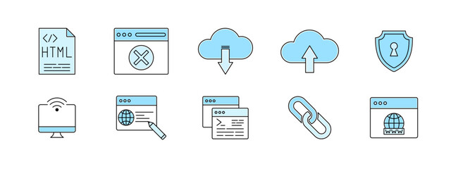 Programming icons set. Programming icon and symbol. Programming elements. Simple flat vector icon.