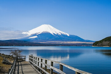 山梨県の山中湖と富士山