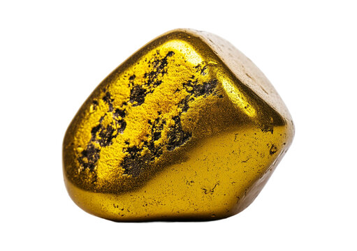 Chalcopyrite yellow stone isolated on transparent or white background