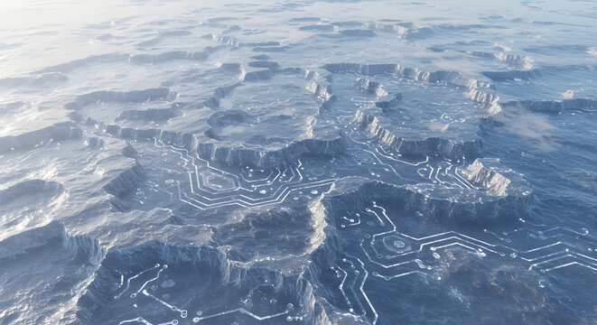 Circuitscape: Digital Pathways Carved on a Distant Planet's Surface