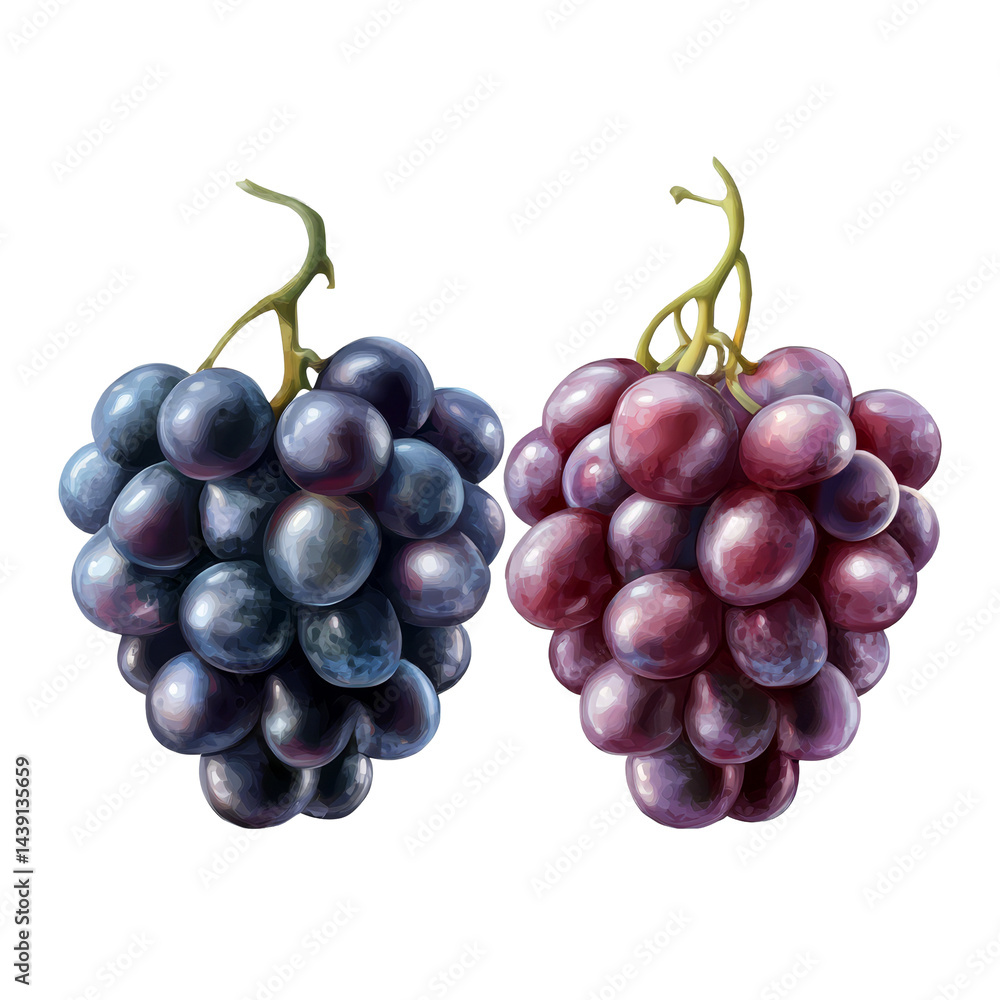 Poster fresh juicy grape duo with transparency ideal for use in graphs and illustrations, juicy grape duo w