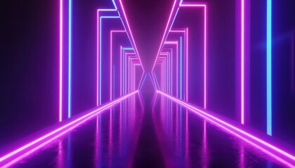 Neon tunnel with vibrant colors