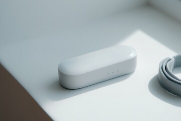 sleek minimalist fitness gadget rests on flat surface in well-lit room offering empty space around it and emphasizing