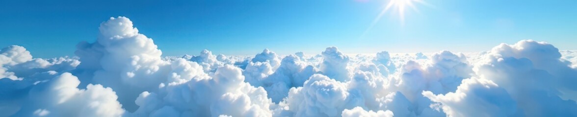 Vast cloud panorama, vibrant blue sky overhead, image, day, background