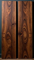 Two oiled black walnut boards, smooth surface, background, hardwood flooring