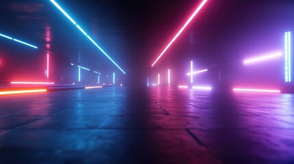 Neon corridor with vibrant colors