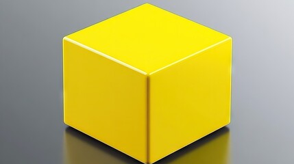 Bright yellow cube on a neutral background.