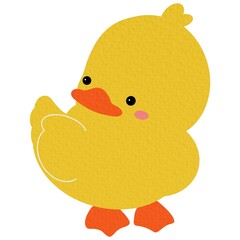 Cute Animal Duck characters. Hand drawn farm animal cartoon design of yellow duck, duckling, chick in different pose. Adorable baby duck illustration for sticker, clipart, education.