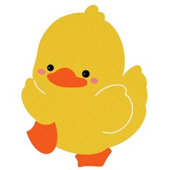 Cute Animal Duck characters. Hand drawn farm animal cartoon design of yellow duck, duckling, chick in different pose. Adorable baby duck illustration for sticker, clipart, education.