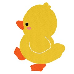 Cute Animal Duck characters. Hand drawn farm animal cartoon design of yellow duck, duckling, chick in different pose. Adorable baby duck illustration for sticker, clipart, education.