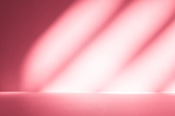 Wall interior background, studio and backdrops show products.with shadow from window color pink background for text insertion and presentation interior decoration	